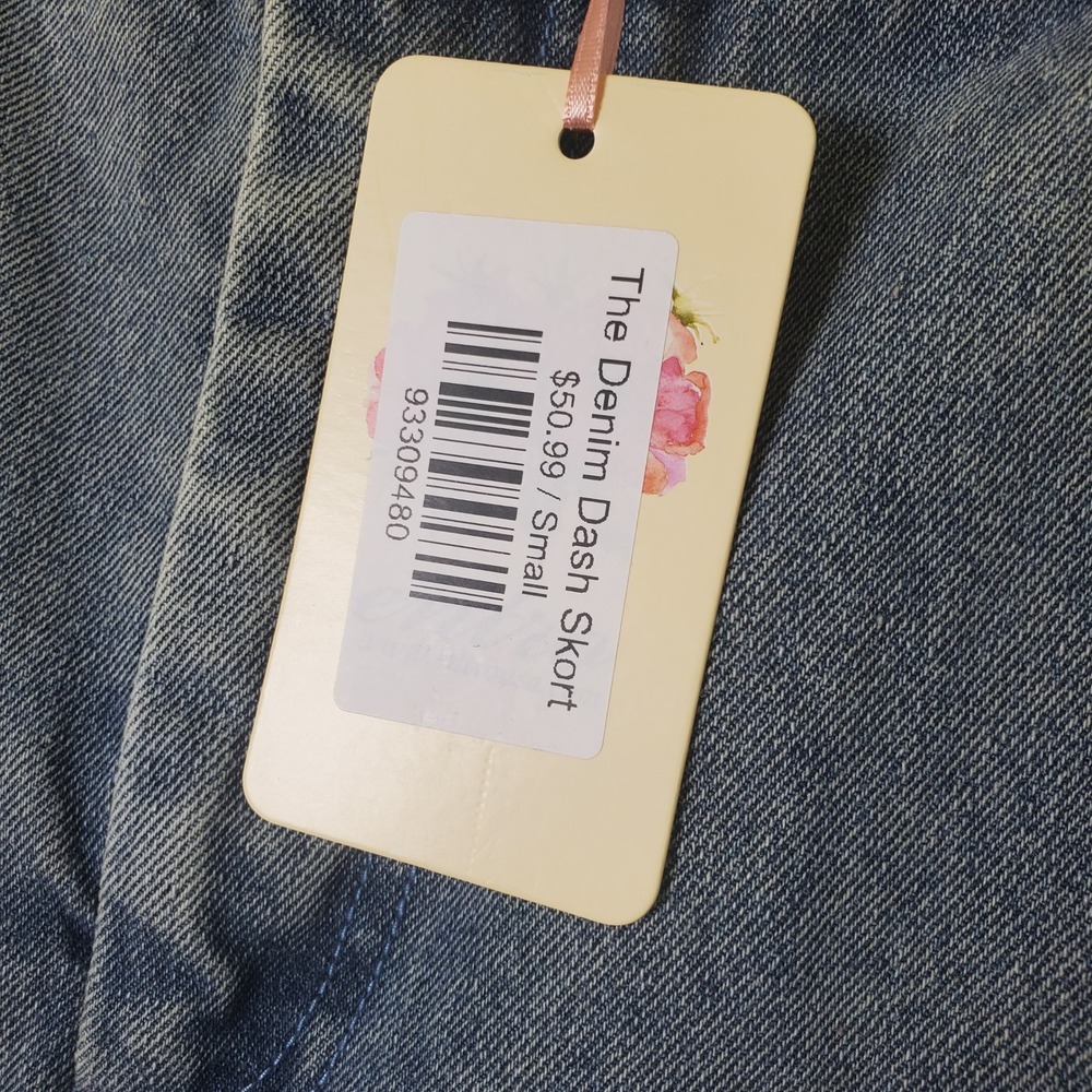 Entro NWT Denim Dash Skort Light Wash Blue‎ Mini Skirt Jean Shorts Women's Small - Picture 11 of 14